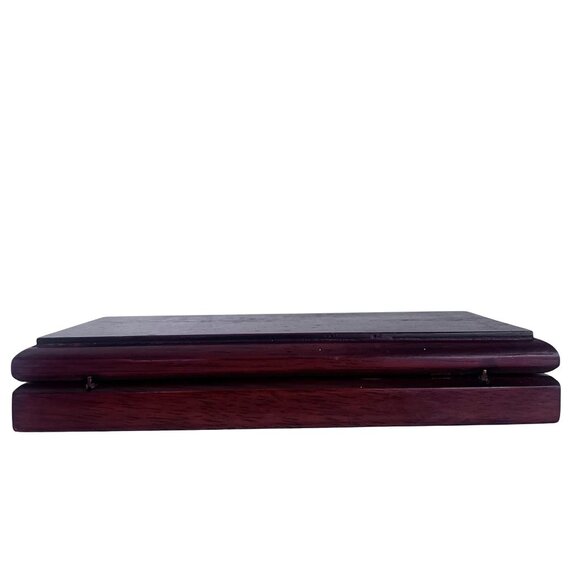 Vtg Wooden Jewelry Box Red Velvet Interior Trinkets Keepsakes Rectangular Design - Picture 1 of 12